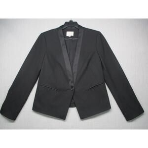 Ann Taylor Loft Black Modern‎ Chic Notched Single Button Blazer Womens Size 12